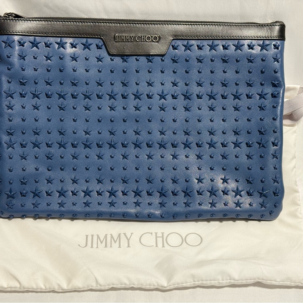 Jimmy Choo Blue Star-Studded Clutch